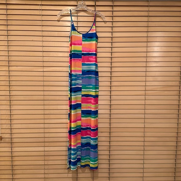 Lilly Pulitzer Gigi Beach Maxi Blurred Stripes Side Slits Dress - Picture 4 of 8